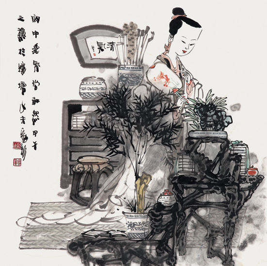 闲中逸气尚轩然 69cm×69cm 纸本 2014年 闲中逸气尚轩然 69cm×69cm 纸本 2014年