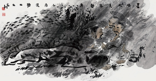 尽将此景属闲身 52cm×100cm 纸本 2005年 尽将此景属闲身 52cm×100cm 纸本 2005年