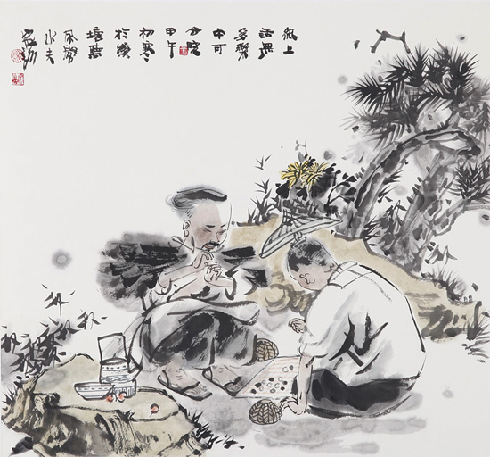 纸上话无多　乐中可分晓　46cm×50cm　纸本　2014年.jpg