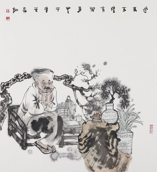从来不信有闲身　50cm×46cm　纸本　2014年　.jpg