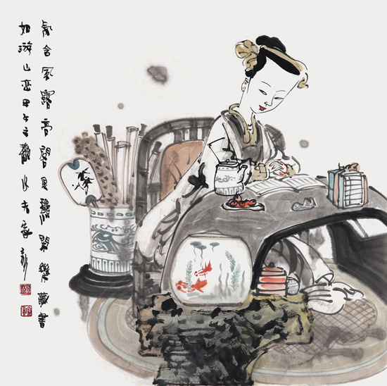 气含风露　高阁见秋　69cm×69cm　纸本　2014年.jpg