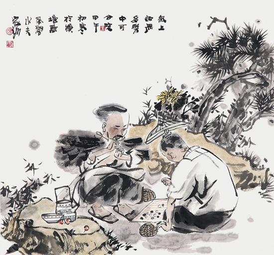 纸上话无多　乐中可分晓　46cm×50cm　纸本　2014年.jpg