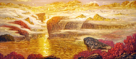 《高峡平湖》 综合材料油画 460cm×230cm 2012年