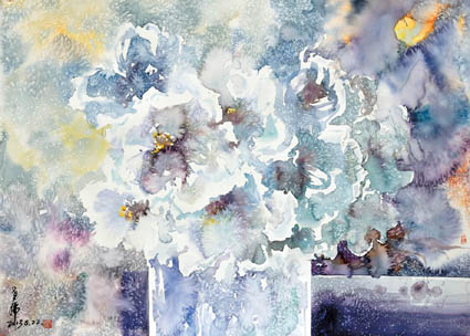 《紫色的梦》 水彩画 120cm×90cm
