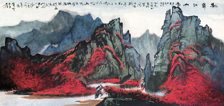 秋霁江山图200cmx100cm