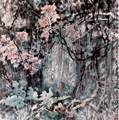 《神秘的版纳密林—保护大自然就是保护人类自己》 尺寸:123×123cm 1980年创作 获中国文联主办的“中国书画大展”金奖 《神秘的版纳密林—保护大自然就是保护人类自己》 尺寸:123×123cm 1980年创作 获中国文联主办的“中国书画大展”金奖