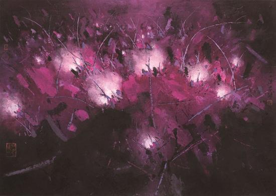陆春涛,荷塘·2015No.094,60×85cm,纸本水墨,2015