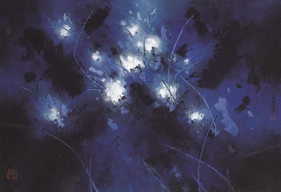 陆春涛,荷塘·2015No.080,57×84cm,纸本水墨,2015