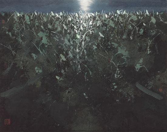 陆春涛,荷塘·2015No.103,42×53cm,纸本水墨,2015
