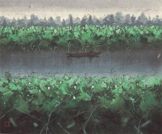 陆春涛,荷塘·2015No.104,42×53cm,纸本水墨,2015