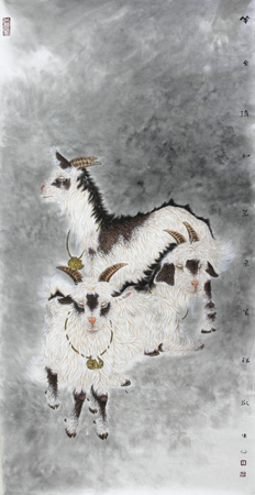 《羊至呈祥》136×68cm