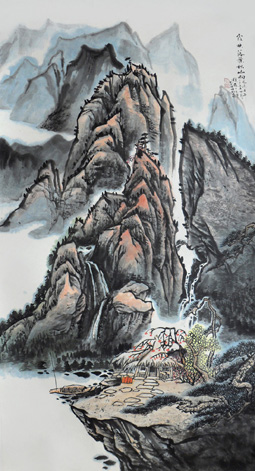 霞映落叶秋山响137cmx68cm