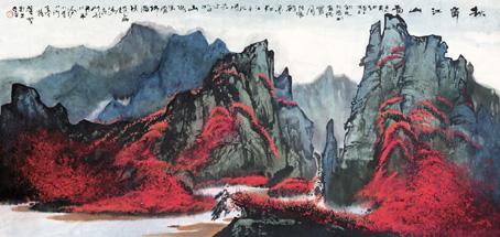 秋霁江山图200cmx100cm