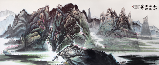 北山雄浑南山秀360cmx150cm