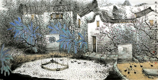 桃花春水人家68x138cm 桃花春水人家68x138cm