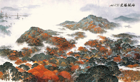 叶维作品3 丹枫栖霞320X546cm 2011年