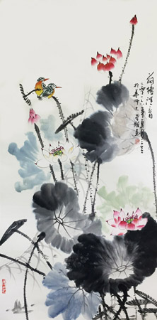 《荷塘清音》规格:140cm×70cm 《荷塘清音》规格:140cm×70cm