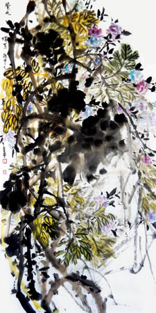 《紫花蝶豆》68×138cm 2016年