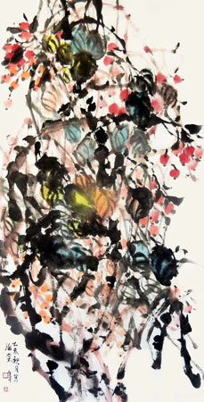 《海棠》68×138cm 2015年