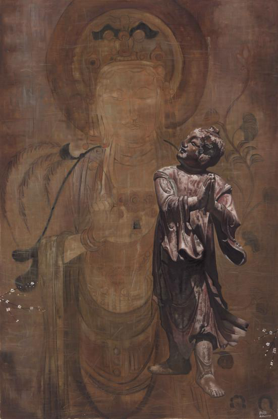 米巧铭佛像作品 红尘净空 80cmx120cm 布面油画 2016