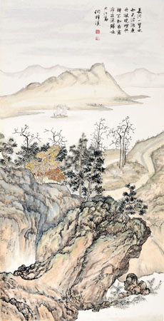《江山行旅》六条屏之六 68×136cm 《江山行旅》六条屏之六 68×136cm