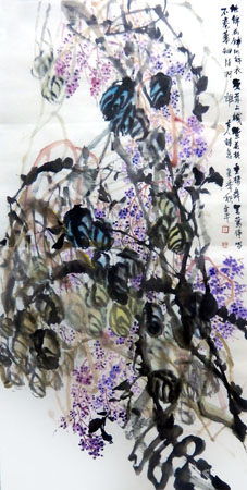 道金平作品《地锦上铺地锦衣》68×138cm 2015年
