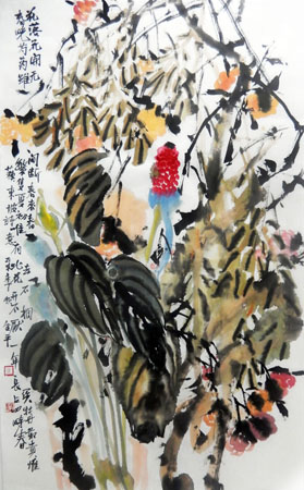 道金平作品《花开花落无间断》68×138cm 2015年