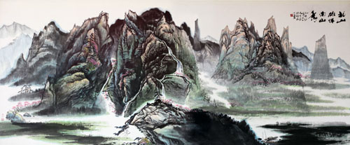 《北山雄浑南山秀》360×150cm