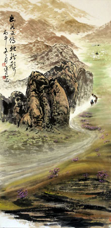 《幽谷又传驼铃声》138cm×68cm