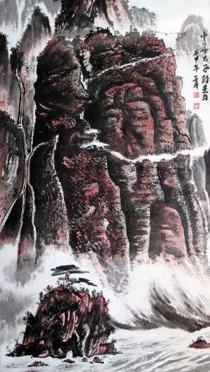 孙子清作品1《中华太平钓鱼岛》180cm×96cm
