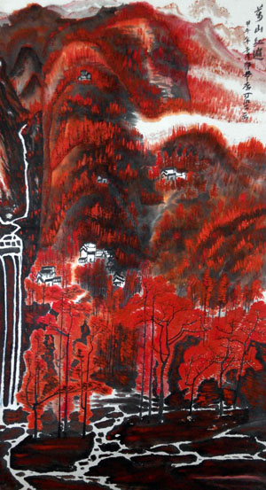 孙子清作品3《万山红遍》180cm×96cm 2014年