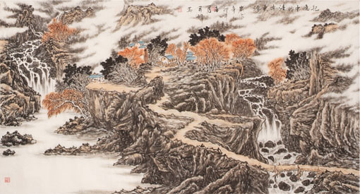 《记忆中的清漳东源》96cm×180cm 2011年 《记忆中的清漳东源》96cm×180cm 2011年