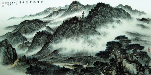 《牛首风光意中寻》规格：138×69cm