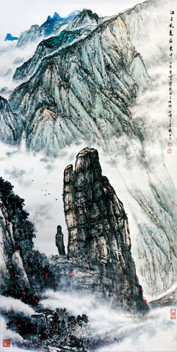 《江上风光在意中》规格：138×69cm