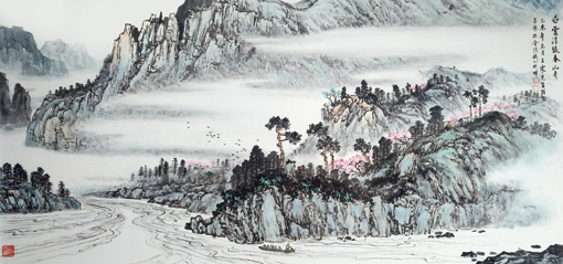 《白云浮绿春山秀》 规格：138×69cm