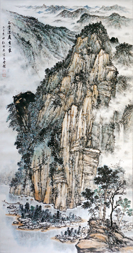 《白云深处有人家》 规格：138×69cm