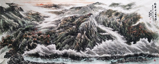 李发林作品《鹤舞群山迎朝阳》.jpg