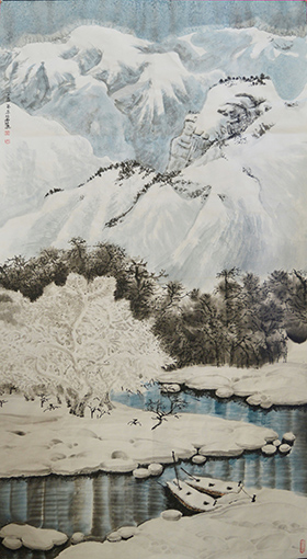万丽作品2《溪山瑞雪》96×178cm.jpg