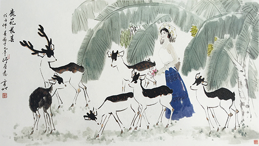 1551074687302685.jpg 徐震时《鹿苑长春》2008年 97cm×186cm.jpg