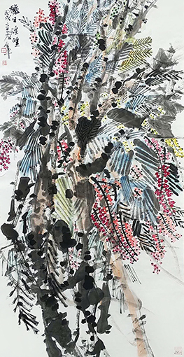 1551164568404498.jpg 道金平作品《秋日煌煌》68x138cm.jpg