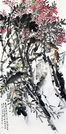 1551164536717339.jpg 道金平作品《春雷惊雨润千山》68x138cm.jpg
