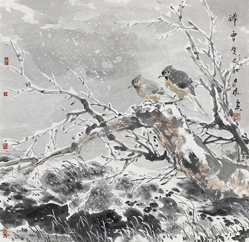 仇振霖作品《醉雪图》68x68cm.JPG