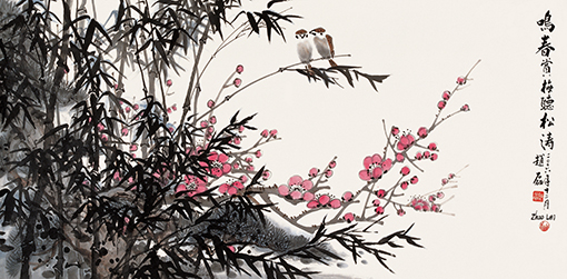 1551165613443829.jpg 《鸣春赏梅听松涛》137x68cm.jpg